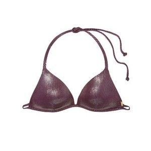 PINK Victoria secret metallic purple burgundy bikini top Size Large